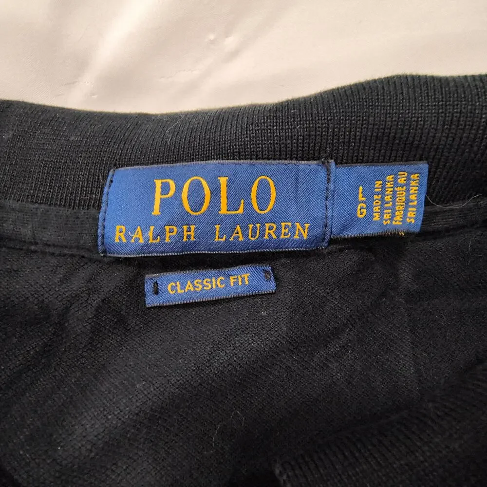 Polo Ralph Lauren Classic Fit Collared Long Sleeve Polo Shirt Mens Size L Black